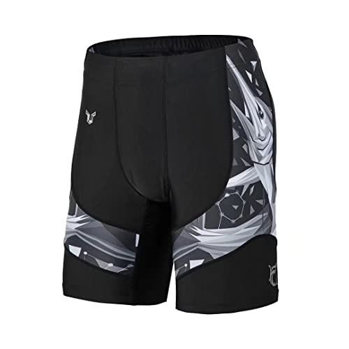 HUGE SPORTS Men's Swim Shorts Compression Swimming Jammer Cool Dry Active Swimsuit Swimming Athletic Workout Running Shorts Beast Layer(Swordfish,M)