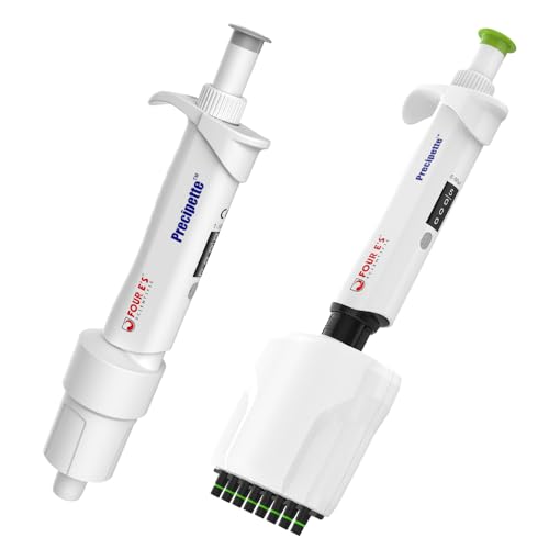 4E's USA 1-10ml Single Channel Pipettes with 5-50ul Multi-Channel Adjustble Volume Pipette, 8-Channel Micropipettes, Adjustable Volume Pipette with Autoclavable Lower Portion, Universal Tip Cone