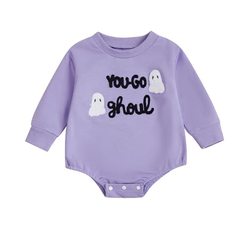 Image of ZAXARRA Newborn Baby Halloween Outfit Boy Girl Pumpkin Sweatshirt Romper Bubble Jumpsuit Halloween Baby Clothes