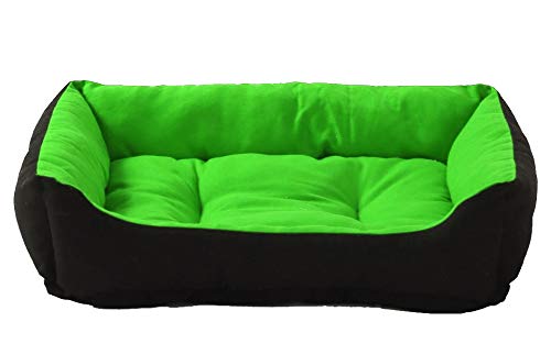 PETSHUBElite Dog Bed & Cat Bed Ultra Soft Fluorescent Green & Black Reversible Sofa Style (Export Quality)-XXL