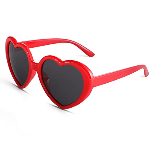 Polarized Heart Shaped Sunglasses for Women Retro Fashion Oversized Lovely Style Shades UV400 Protection