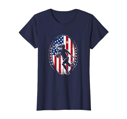 American Rugby Woman Flag USA United States Rugby Girls T-Shirt, Women, Navy Blue, Large