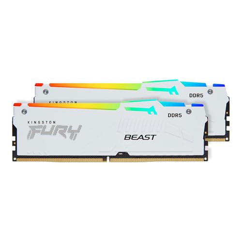 Kingston FURY Beast Blanco RGB EXPO 32GB 5200MT/s DDR5 CL36 DIMM Memoria gamer para Ordenadores de sobremesa Kit de 2 - KF552C36BWEAK2-32