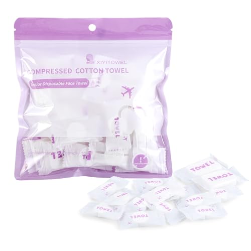 Lanjue 33Pcs Disposable Face Cloths Compressed Cotton Towels 30PCS 8.6x7.8 & 3Pcs 11.8x9.4 in Disposable Towels & Bath Essentials for Travel Camping Outdoors Home Facial Cleansing Skincare