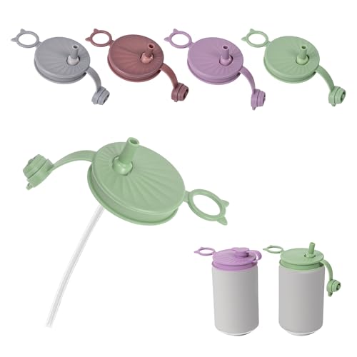 Yuoyar 4 Packs Silicone Soda Can Lids with Straw - Reusable can covers for soda - Can Toppers to Keep Carbonation (Color Mix 2)