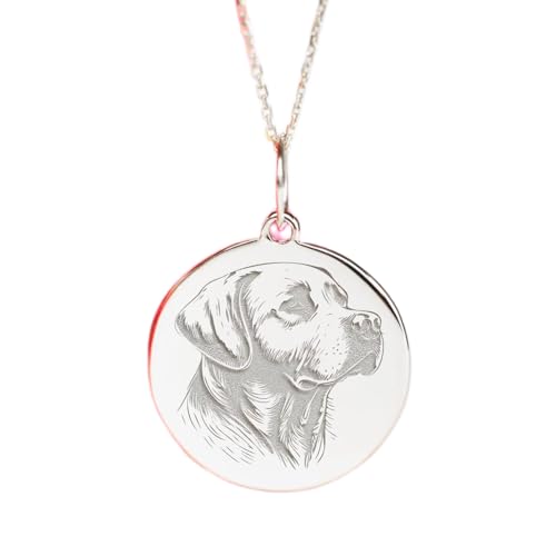 Collier Labrador Retriever en argent, le cadeau gravé Love pour la vie