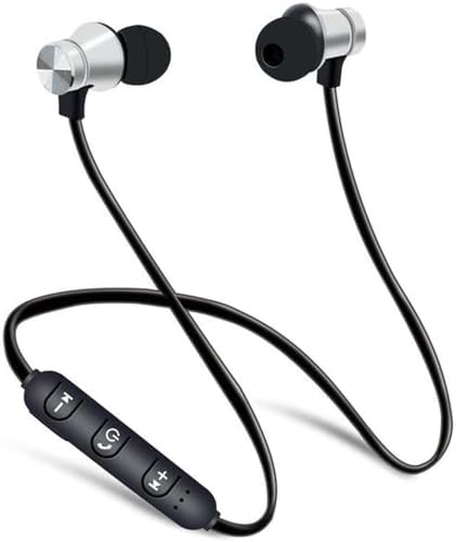 Wireless Headphones, Bluetooth 4.2 In-Ear Earbuds, Magnetic Cordless Sports HI-FI Sound Deep Bass Neckband Headset Earphones With Microphone For Running Workout Home Office Gym Outdoor (Silver)
