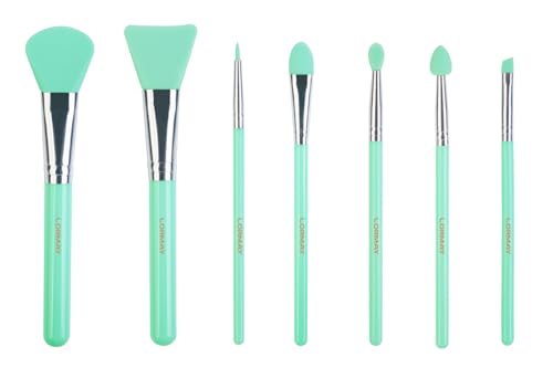 LORMAY 7 Pcs Silicone Brush Applicator Kit for UV Resin Epoxy Art Crafting and Cream Makeup Products (Mint Green)