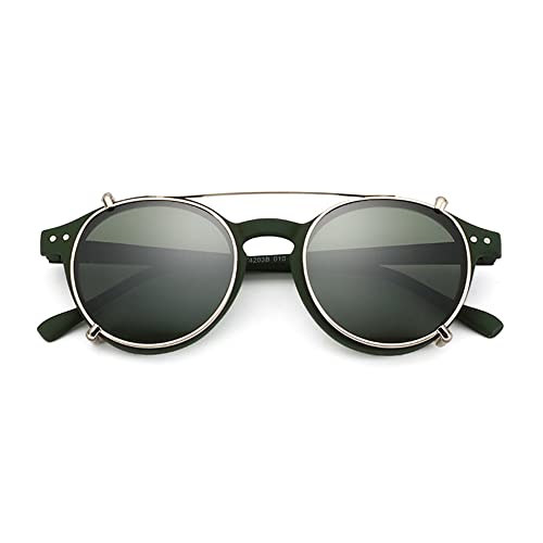 HMRGLMIE-Retro Double Lens Flip Up Clip on Sunglasses Steampunk Style Men Women Circle Light Glasses Polarizing Clips