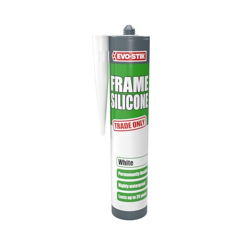 EVO-STIK Frame Silicone Sealant, Ideal for Door and Window Frames, Highly Waterproof, Permanently Flexible, Lasts up to 25 Years, Colour: White, Size: 290ml