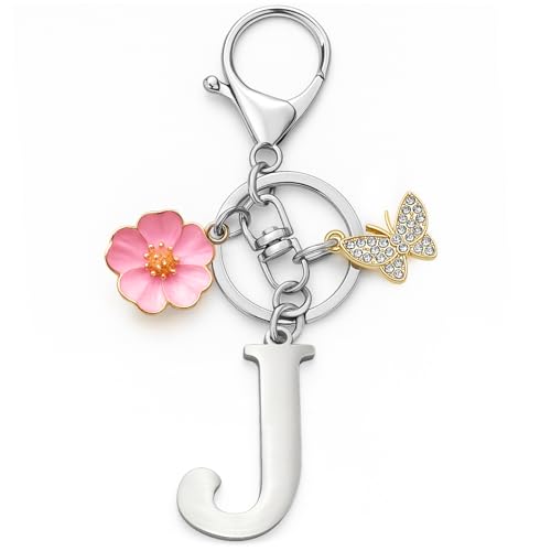 YISCOKO Alphabet Initial Letter Keychain Key Rings Gifts for Women Graduation Birthday Christmas Anniversary Birthday Gifts for Women Condolence gifts. (Letter J)