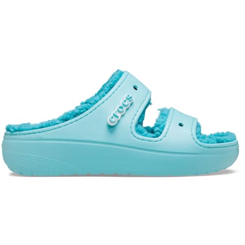 Image of Crocs Unisex-Adult Classic Cozzzy Sandals, Fuzzy Slippers and Slides, Pure Water, 15 Men /17 Women