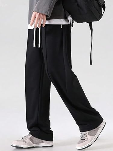Image of Men's Wide Leg Flared Track Pants | Korean Style Loose Fit Baggy Trousers | Multicolor Relaxed Fit Joggers Casual | Streetwear Bootcut Loungewear