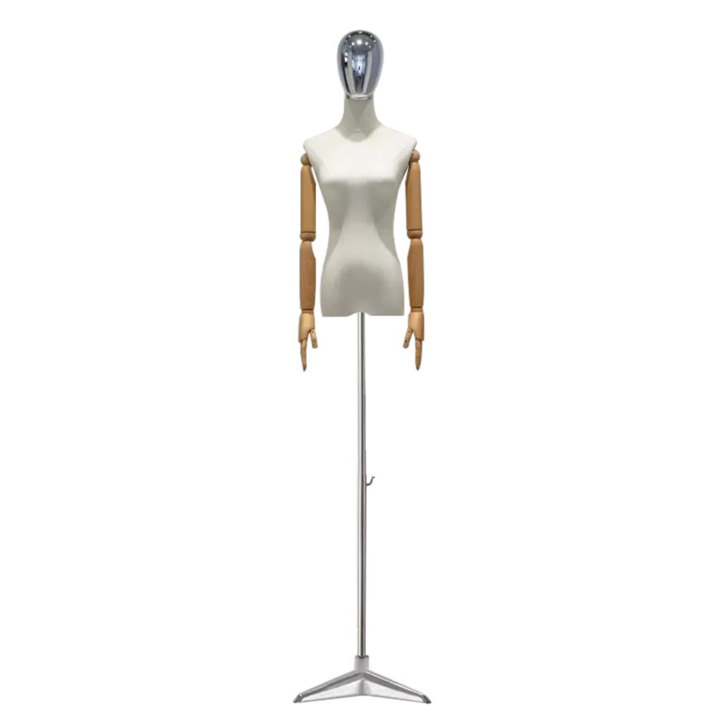 ITOSUI Adjustable Female Dress Form Mannequin with Tripod, Detachable Head & Arms for Clothing & Jewelry Display, Sewing Projects, Solid Wood Finish, Medium Height Adjustable
