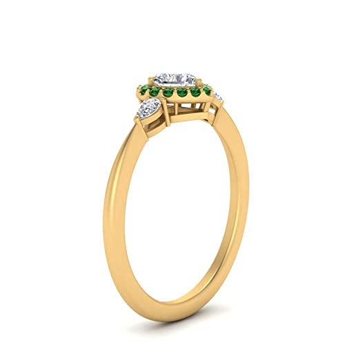 Image of 55Carat Choose Your Gemstone Halo Pear Accent Diamond CZ Ring Yellow Gold Plated Heart Shape Petite Engagement Rings Everyday Jewelry Wedding Jewelry Handmade Gifts for Wife US Size 4 to 12