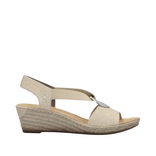 Image of Rieker 624H6 Fanni Women's Wedge Sandals - Lightweight, Comfortable and Supportive - Slip On Sandals with Cushioned Insole and High Wedge for Everyday Stylish Wear