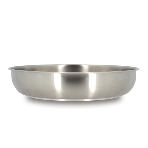 MENASTYL - Poêle inox 18/10 amovible 24 cm Iris Inox sans PFAS - Tous feux dont induction, four, réfrigérateur et lave-vaisselle - Empilables et...
