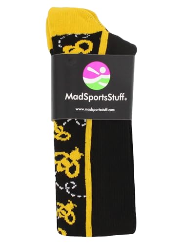 MadSportsStuff Softball Socks with Bumble Bees Over the Calf for Girls and Women Black and Gold2