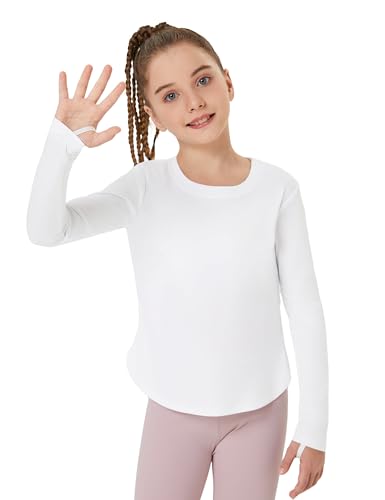 FitsT4 Sports Girls Sun Shirts Long Sleeve Rash Guard UPF 50+ UV Protection Swim Tops