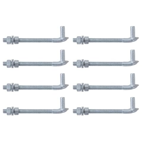 VIVIDA J Bolt Gate Hinge 8 inch, Chain Link Fence Gate J Bolt Post Hinge with 5/8" Male Pin, Galvanized Steel, Nuts & Washers Included, 8 Pack Cover