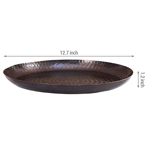 Mygift KIT3129CPV 13 Inch Vintage Copper Tone Hammered Metal Round Vanity Tray thumb #4