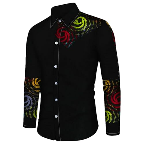 Chemise à manches longues homme impression 3D col rabat originale