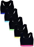 TupTam Mädchen Bustier mit Breiten Trägern und Racerback 5er Pack, Farbe: Schwarz/Neon, Größe: 158-164