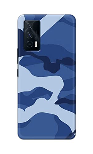 Image of Printed Hard Back Cover Case for Vivo iQOO 7 5G Back Cover (Army Blue Pattern) -702