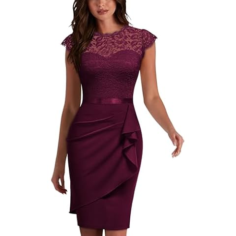 MIUSOL Women's Vintage Lace Cap Sleeve Dress Cover