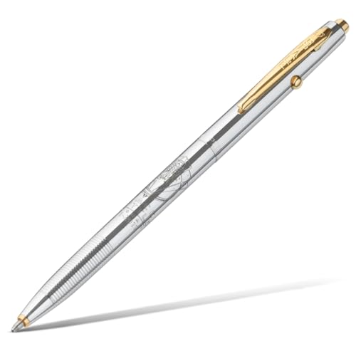 Fisher Space Pen Shuttle CH4-CES Kugelschreiber-Set (Geschenk-Set mit Sammlermünze ideal für Raumfahrt-Fans schreibt im Weltall unter Wasser und bei extremen Temperaturen) Chrome