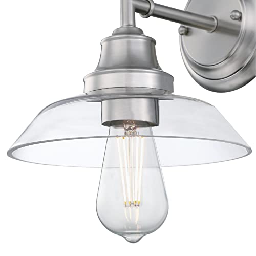 Image of Westinghouse 6129100 Iron Hill Vintage-Style One Light Wall Fixture, Brushed Nickel Finish, Clear Glass