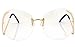 Rimless Oversize Vintage Retro butterfly upside down Tint Lens Sun Glasses (Gold, Clear)