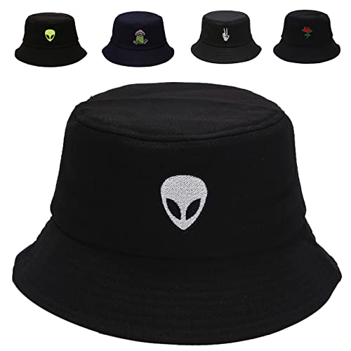 Image of Cotton Bucket Hat for Women Men Summer Travel Sun Beach Bucket Cap, Unisex Outdoor Fisherman Hat
