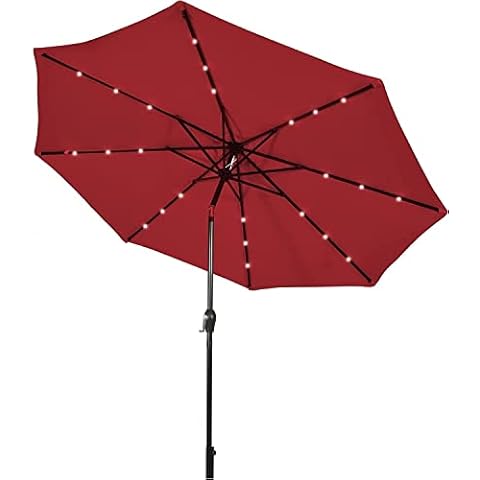 SFAREST 3M Garden Parasol with Solar Lights Cover