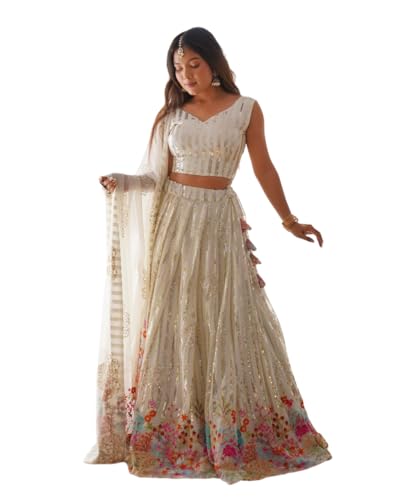 Women's Georgette Embroidery Sequince Work Lehenga Choli With Dupatta AKL-14