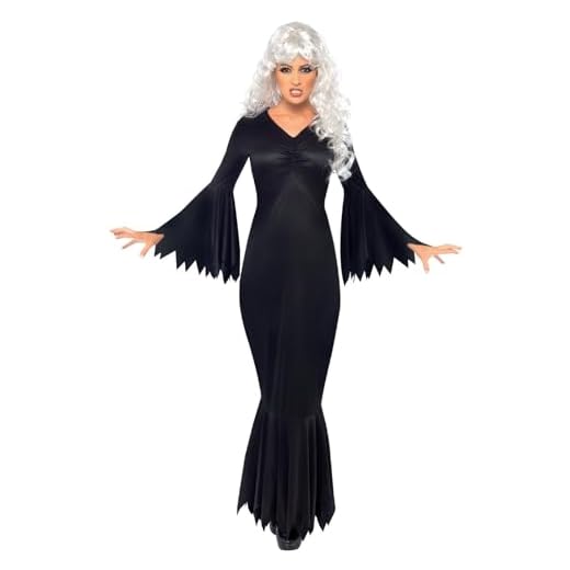 Smiffys Disfraz de vampiresa de medianoche, Negro, con túnica Halloween