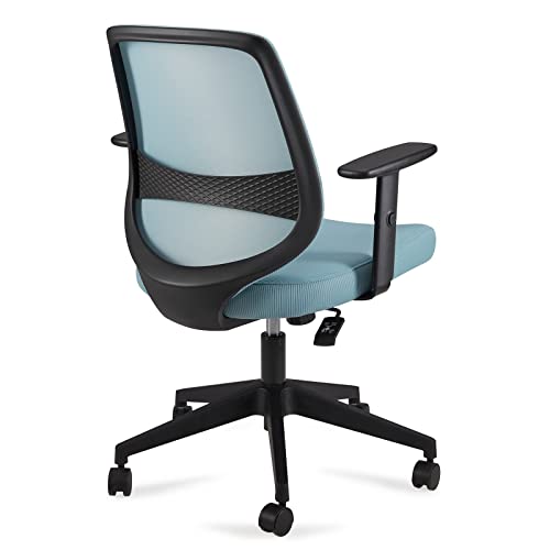 Amazon-Marke: Movian verstellbarer Schreibtischstuhl mit halbhoher Rückenlehne mit gepolstertem Netzmaterial, Armlehnen und Lendenwirbelstütze, 63,5 x 58 x 91 cm, Cyan