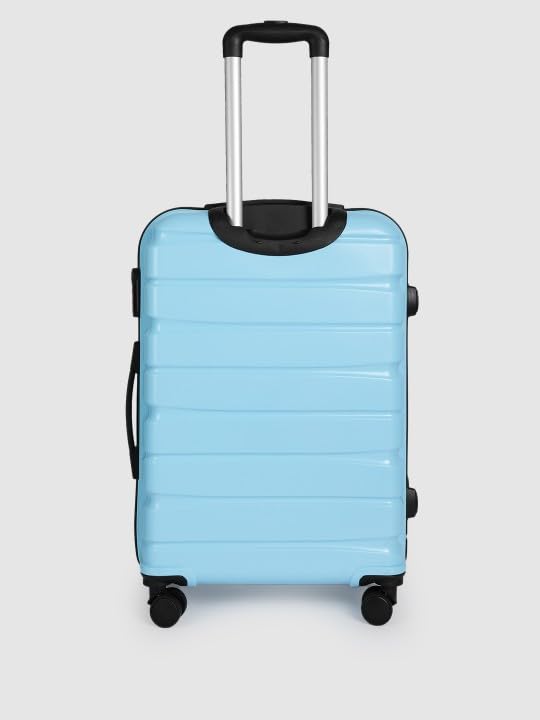 Image of Teakwood Small-Medium Cabin Size 8 Wheels Trolley Bag, Hard Cabin with Zipper Closure, Adjustable Push Button & Cross Side Strap, TSA Lock System 360 Degree (Set of 2, Sky Blue)