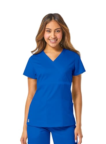 Maevn Women's EON Back Mesh Panel Mock Wrap Top(Royal Blue, X-Small)