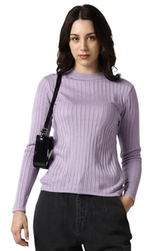 Image of Van Heusen Women's Round Neck Solid Knit Top|Full Sleeve Casual winterwear
