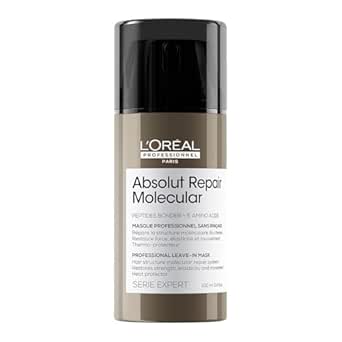 L&#39;Oréal Professionnel Paris Absolut Repair Molecular Leave In Mask - Smooths and Strengthens Hair For All Damaged Hair Types, Protects from Heat