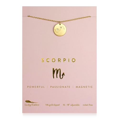 Lucky Feather Scorpio Zodiac Sign Constellation Pendant Necklace for Women, ...