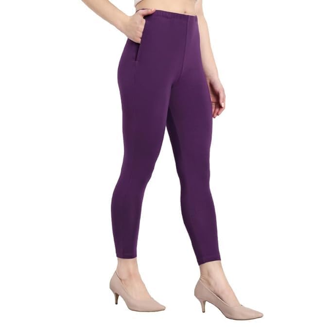 Pocket Legging for Womans and Girls/Women's Cotton Leggings | Soft, Stretchable & Comfortable, Perfect for Casual, Gym, Yoga Finest Fabric (Purple)-picture-47