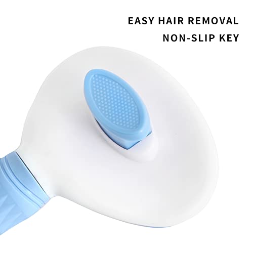 Image of Cat Self Cleaning Brush, Pet Grooming Brush for Cats and Dogs, Easy Clean for Long or Short Haired Cats, Blue
