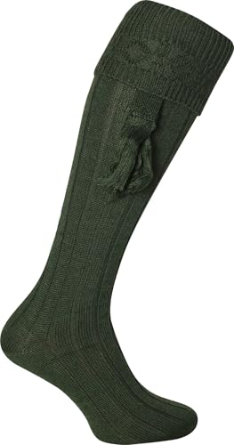 JACK PYKE Plain Mens Shooting Socks with Garters Durable Knee-High Hunting Socks for Country Sports & Outdoor Wear Acrylic Wool blend Green Size 811UK