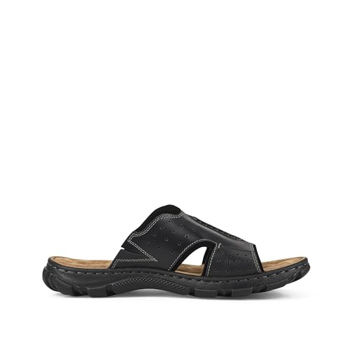 FIEEIF Men’s Original Leather Slide Sandals with Arch Support Hand-sewn Stitching Comfortable Cushion Walking Flip Flop Slip On Indoor Outdoor Summer Footwear4