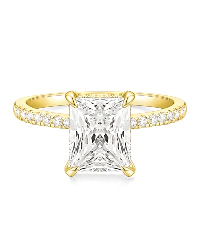 TIGRADE 4CT Engagement Ring for Women Radiant Cut Cubic Zirconia Wedding Band CZ Promise Anniversary...