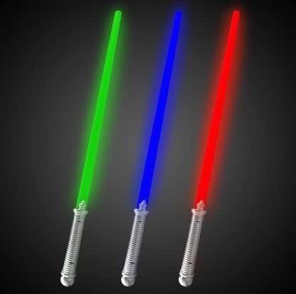 Light up Swords Pack of 24 Lightsabers in 3 Assorted LED Colors of Blue, Red and Green Party Favor Supplies Halloween Costume Accessory Prop