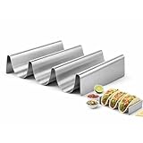 UKCOCO Soporte para taco de acero inoxidable: soporte para tacos de metal ondulado para envoltorios de perritos calientes, rollos rellenos de pan de pita, soporte para perros calientes para el hogar