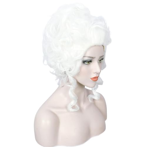 Image of Linfairy Women Retro White Wig 18th Century Halloween Cosplay Costume Queen Wigs